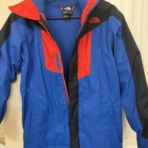 The North Face Kids Vibrant Blue and Red Raincoat